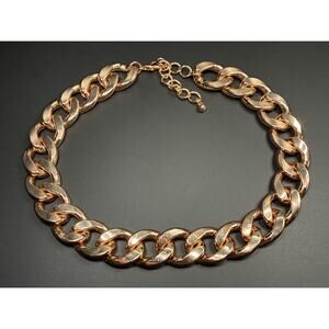 Chunky Gold Tone Curb Chain Necklace Bold Statement Link 20”